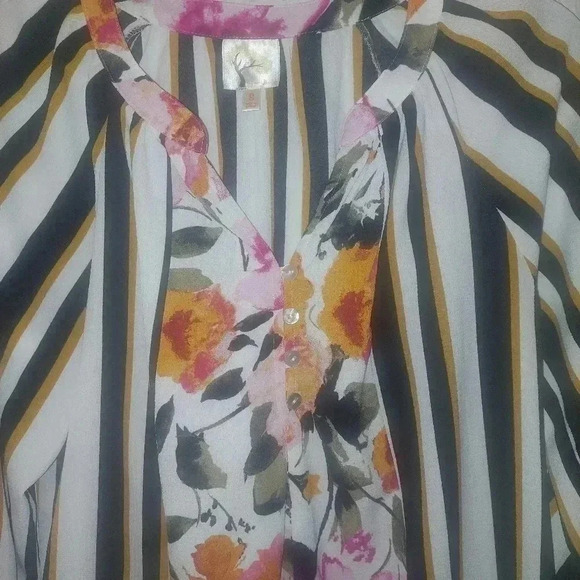 Fig And Flower Striped And Floral Print Colorful Multicolored Tunic Size Small - Picture 3 of 5